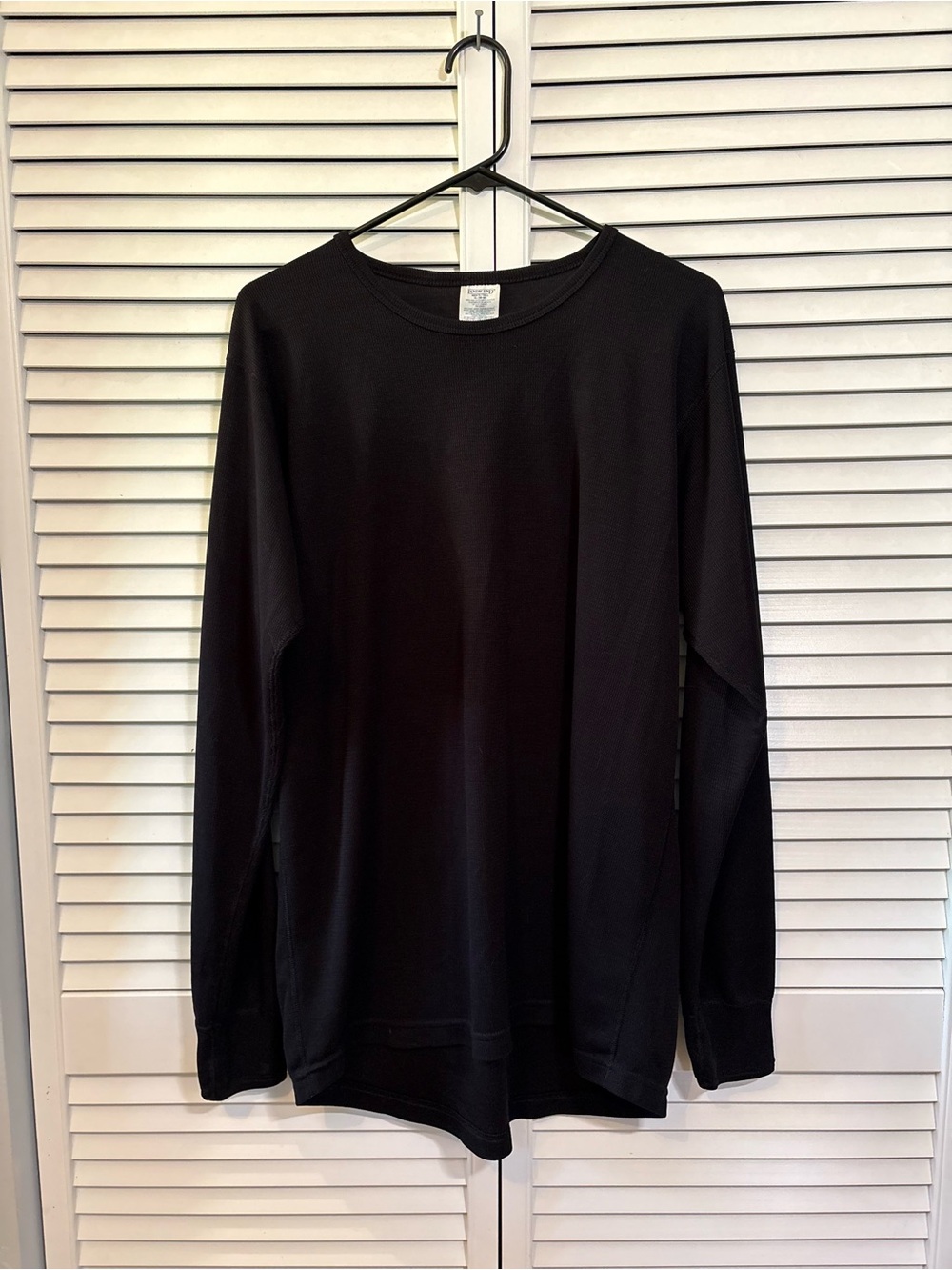 Lands’ End Men's Long-Sleeve Crew Neck Shirt Black Long John’s XL Tall Ribbed